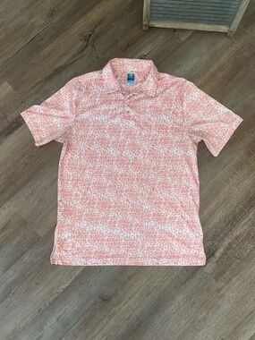 Pro Tour Cool Play Performance Polo Coral Patterned Short Sleeve